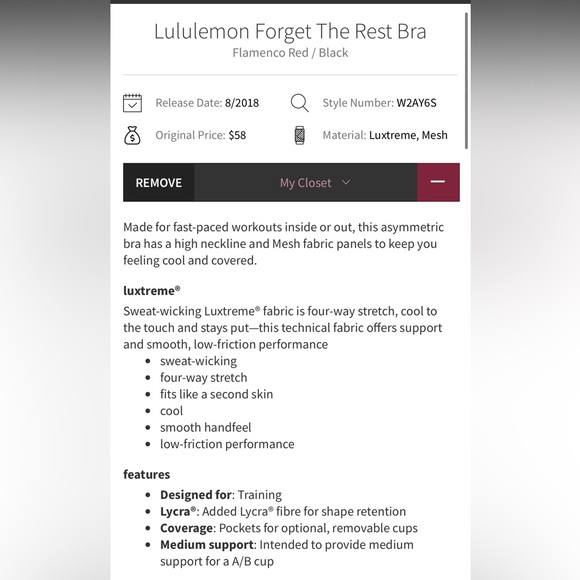 Lululemon Forget The Rest bra 8 in Flamenco Red - Picture 4 of 9